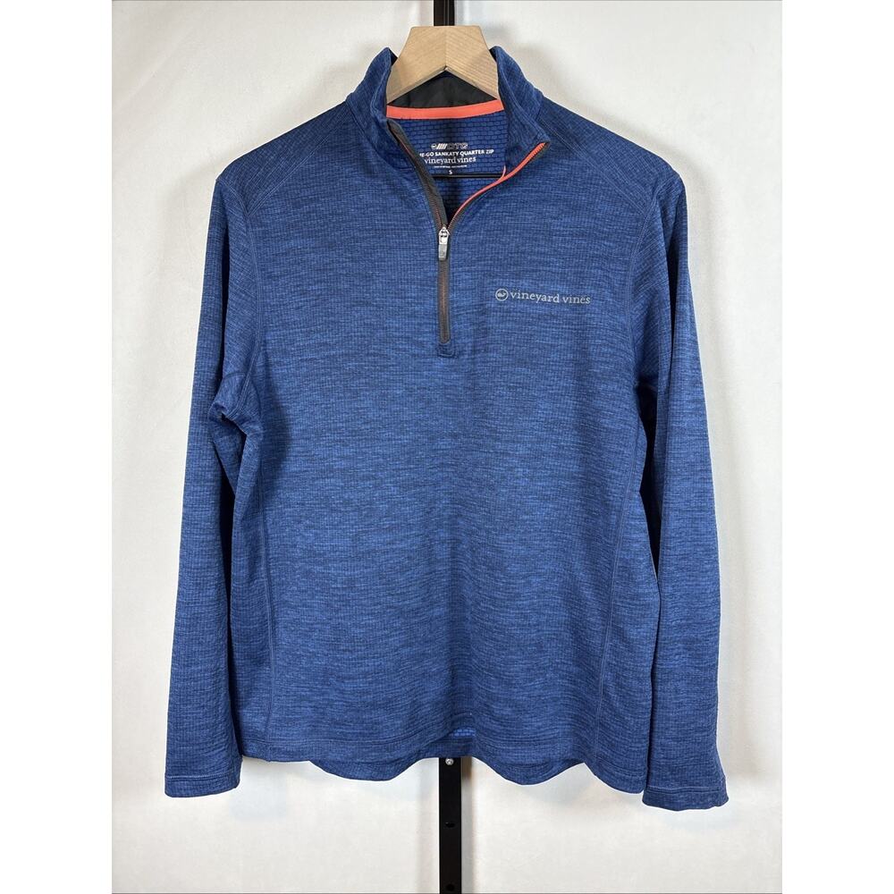 Vineyard Vines On The Go Sankaty 1/4 Zip Pullover Men's Small Blue Golf Preppy - Picture 1 of 7